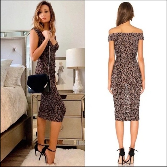 MAJORELLE Tabitha Midi Dress in Tan Leopard S - Picture 7 of 17
